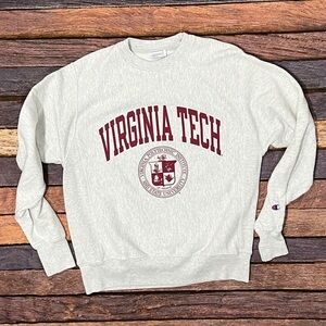 Virginia Tech Hokies Champion Reverse Weave Crewneck Gray Sweatshirt